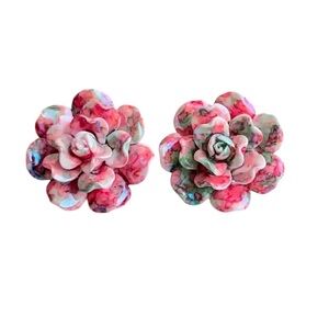 Pink & Green Floral Earrings